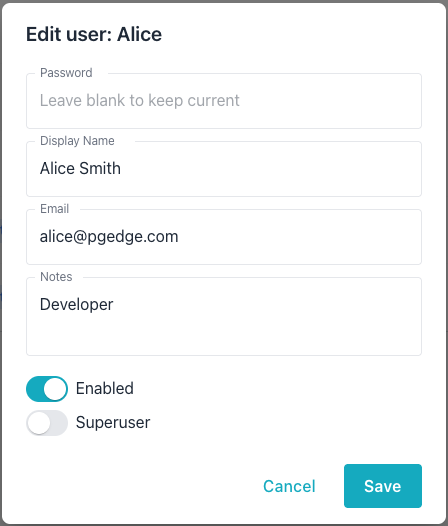 Editing user details