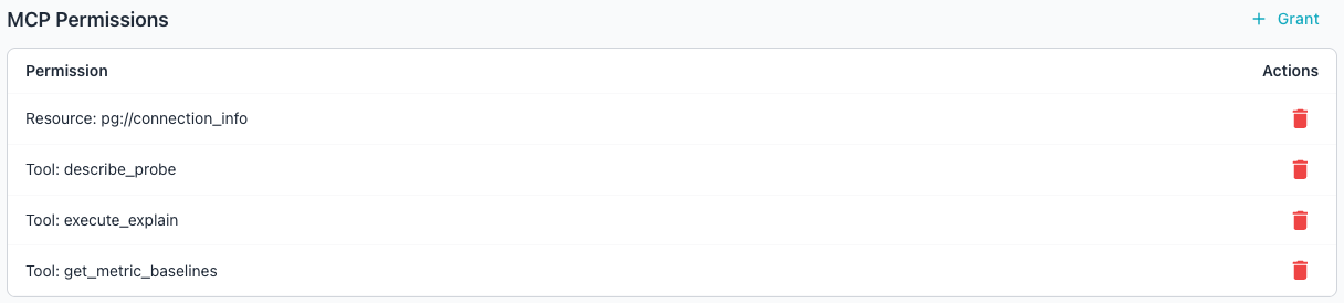 The MCP Permissions list