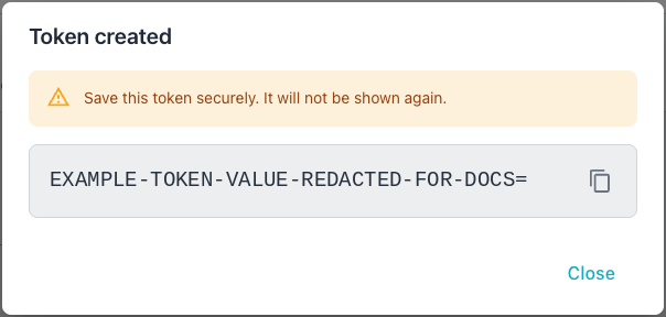 A newly generated token