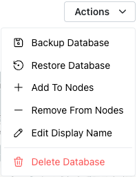 Database Actions menu