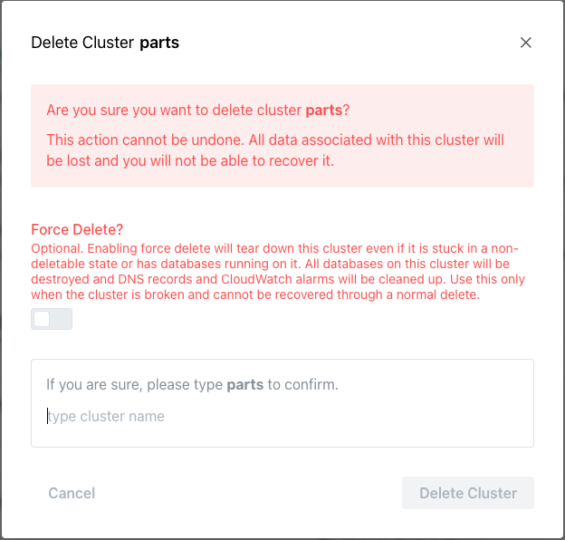Deleting a Cluster