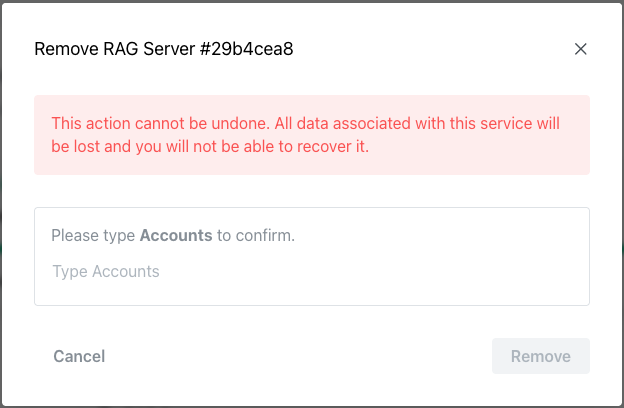 Deleting a RAG Server
